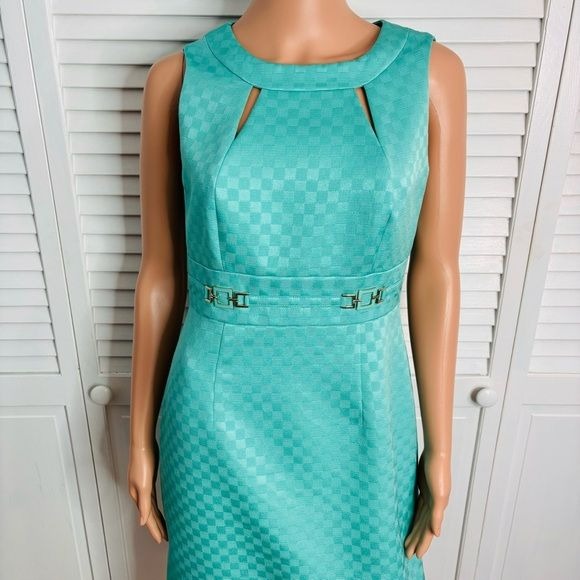 TAHARI Turquoise Sleeveless Dress Size 4