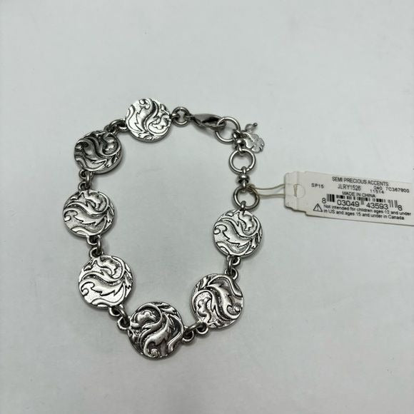 *NEW* LUCKY BRAND Silver Circle Flower Charm Bracelet