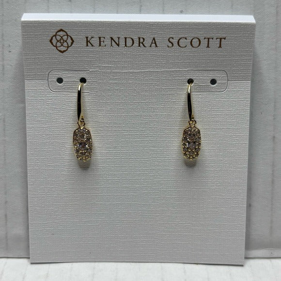 New KENDRA SCOTT Grayson Gold White Crystal Drop Earrings