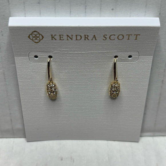 New KENDRA SCOTT Grayson Gold White Crystal Drop Earrings