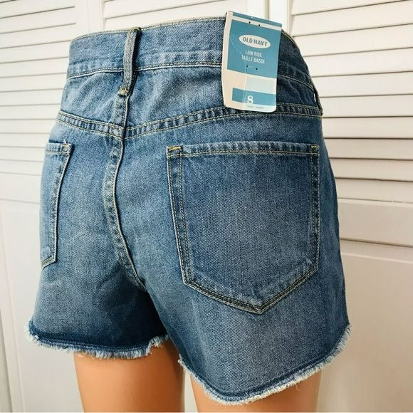 OLD NAVY Blue Denim Distressed Low Rise Shorts Size 8 *NEW*