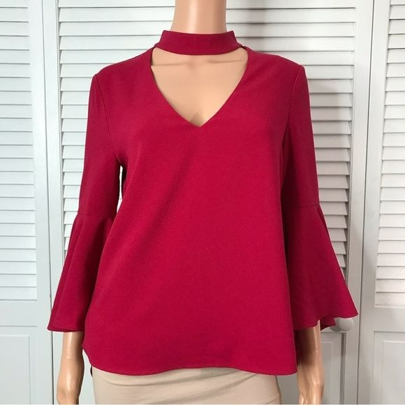 *NEW* WAYF Ryan Dark Pink Bell Sleeve Blouse Size S