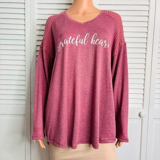 *NEW* LANE BRYANT Grateful Heart Graphic Hacci Sweatshirt Size 18/20