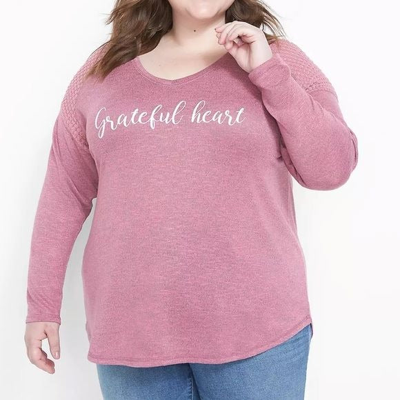 *NEW* LANE BRYANT Grateful Heart Graphic Hacci Sweatshirt Size 18/20