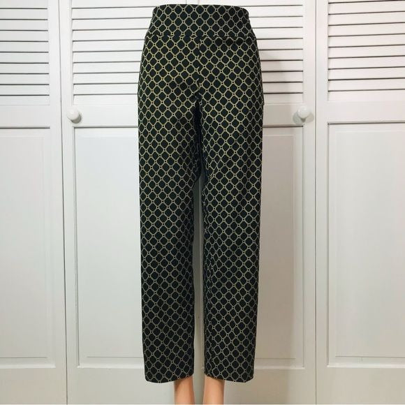 *NEW* ZAC & RACHEL Black Gold Chain Print The Ultimate Fit Pull On Pants Size 10