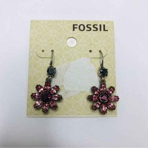 *NEW* FOSSIL Granny Pink Flower Earrings