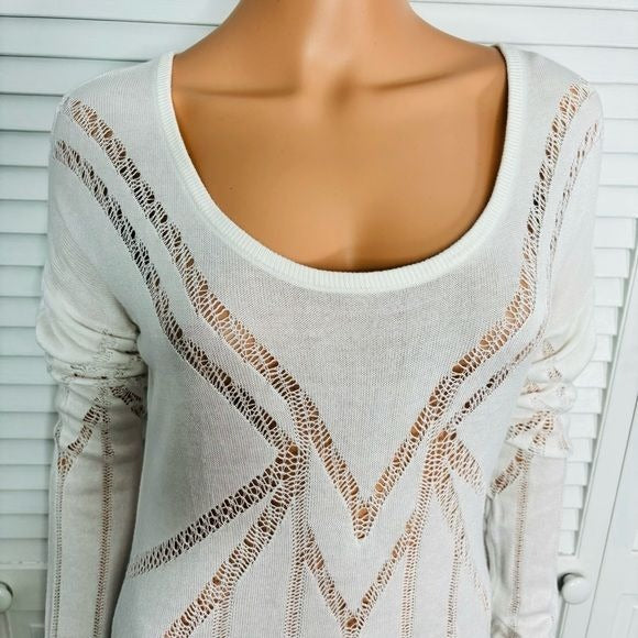EXPRESS White Semi Sheer Long Sleeve Sweater