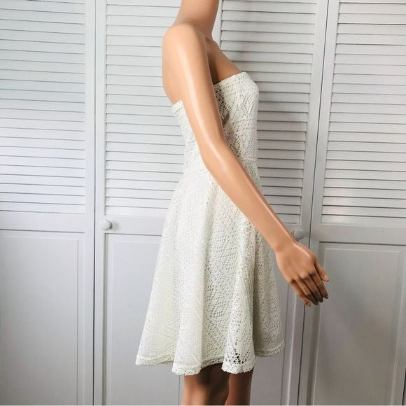 EXPRESS White Eyelet Strapless Dress Size L