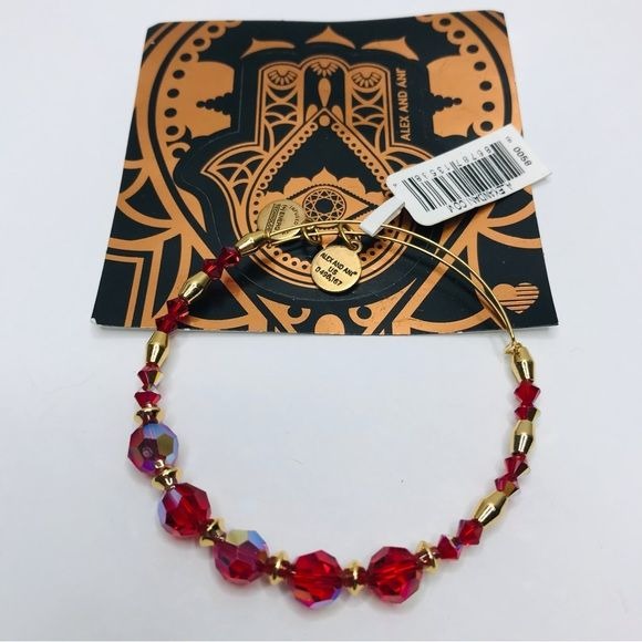 *NEW* ALEX AND ANI Red Swarovski Red Beaded Expandable Bangle