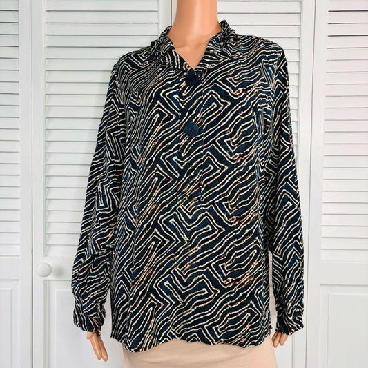 *NEW* ETHYL Animal Printed Large Button Down Blouse