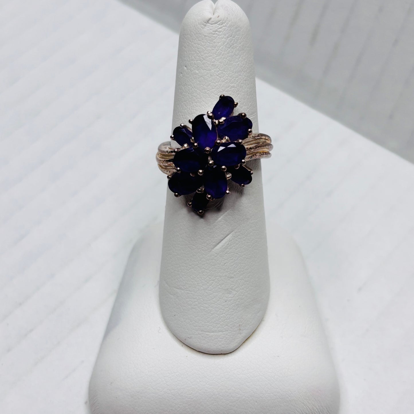 Marquise Cut Vintage Purple Lolite Sterling Silver Cocktail Ring Size 6