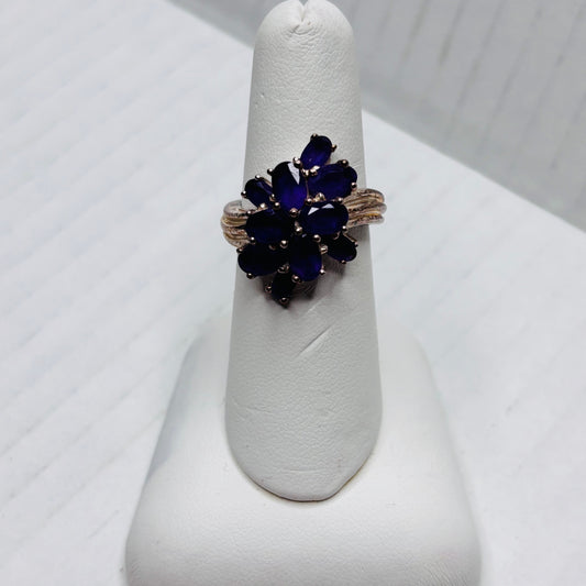 Marquise Cut Vintage Purple Lolite Sterling Silver Cocktail Ring Size 6