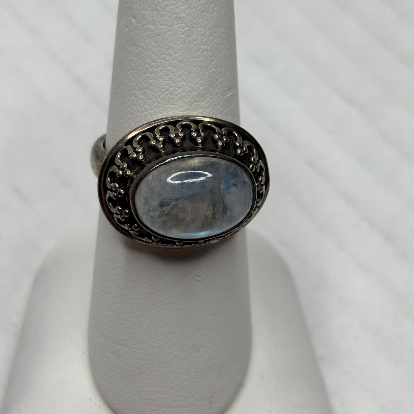 Artisan Vintage Sterling Silver Rainbow Moonstone Ring Size 7
