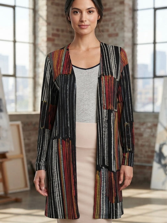 SOFT WORKS Multicolor Open Front Striped Cardigan Size Small