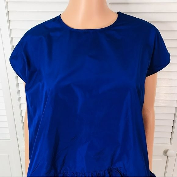 PSOPHIA Cobalt Taffeta Peplum Ruffle Hem Top Size L *NEW*