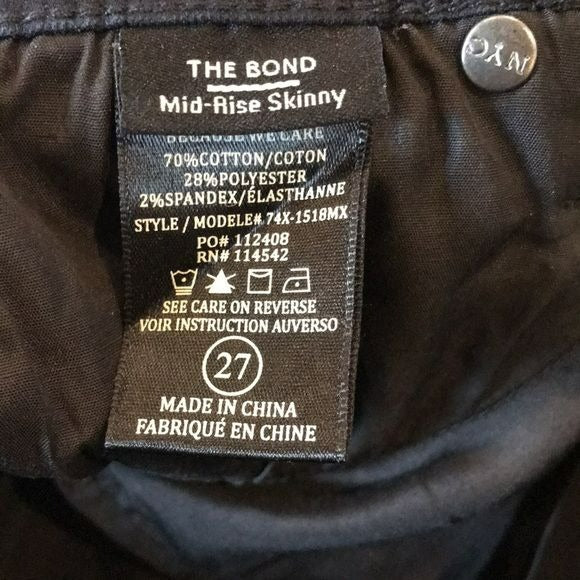 BLANK NYC The Bond Mid-Rise Skinny Shiny Black Pants Size 27