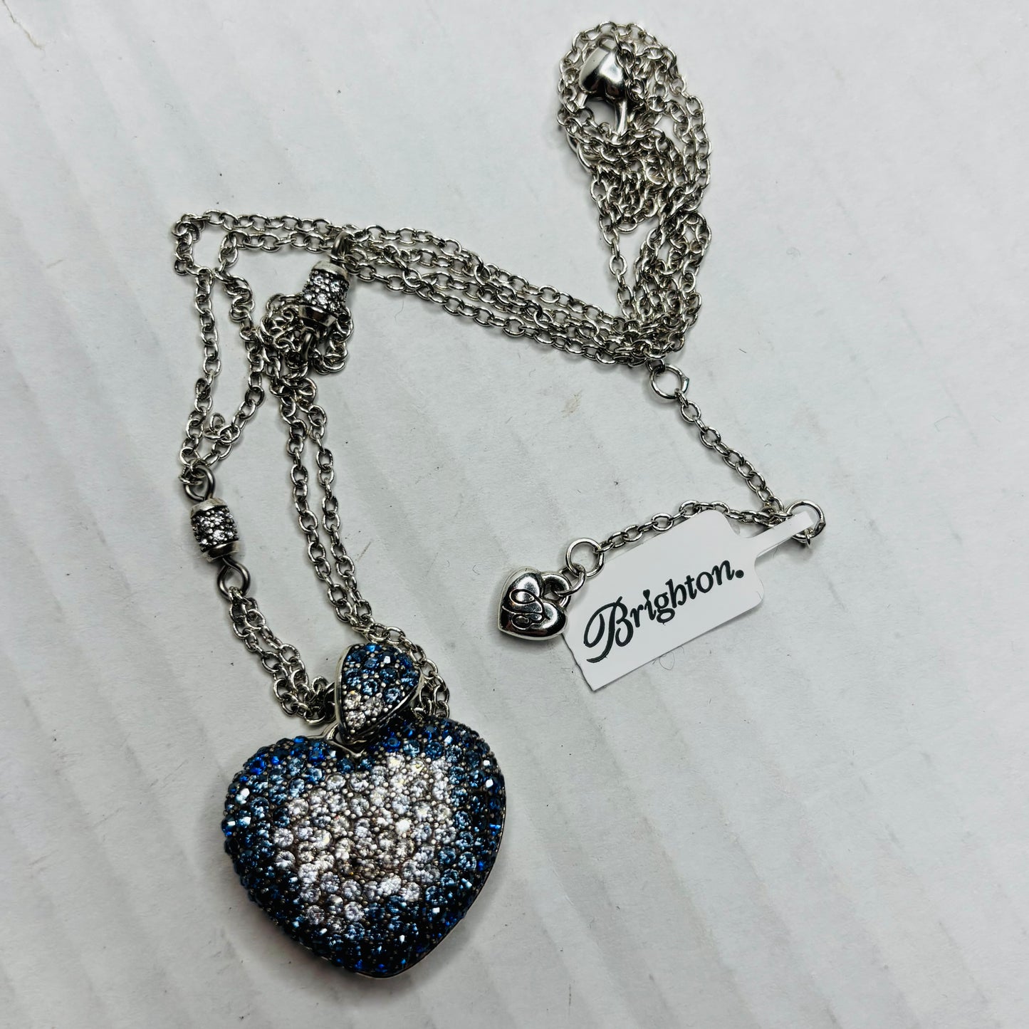 New BRIGHTON Love Is All You Need Blue Ombré Crystal Heart Necklace