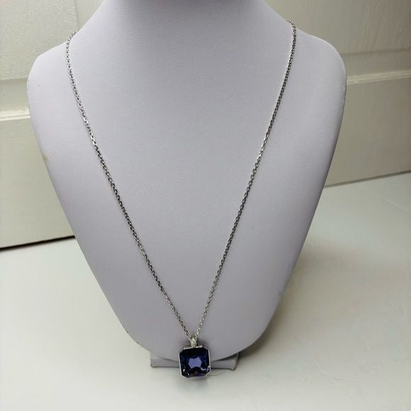 SWAROVSKI Purple Rhodium Plated Square Crystal Necklace