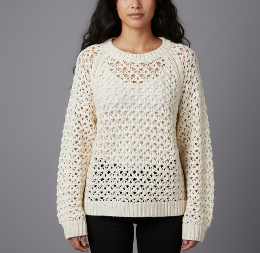 Z SUPPLY Cassian Open Knit Sweater in Sea Salt Size Medium