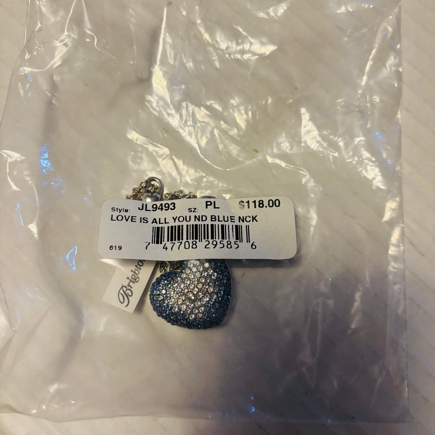New BRIGHTON Love Is All You Need Blue Ombré Crystal Heart Necklace