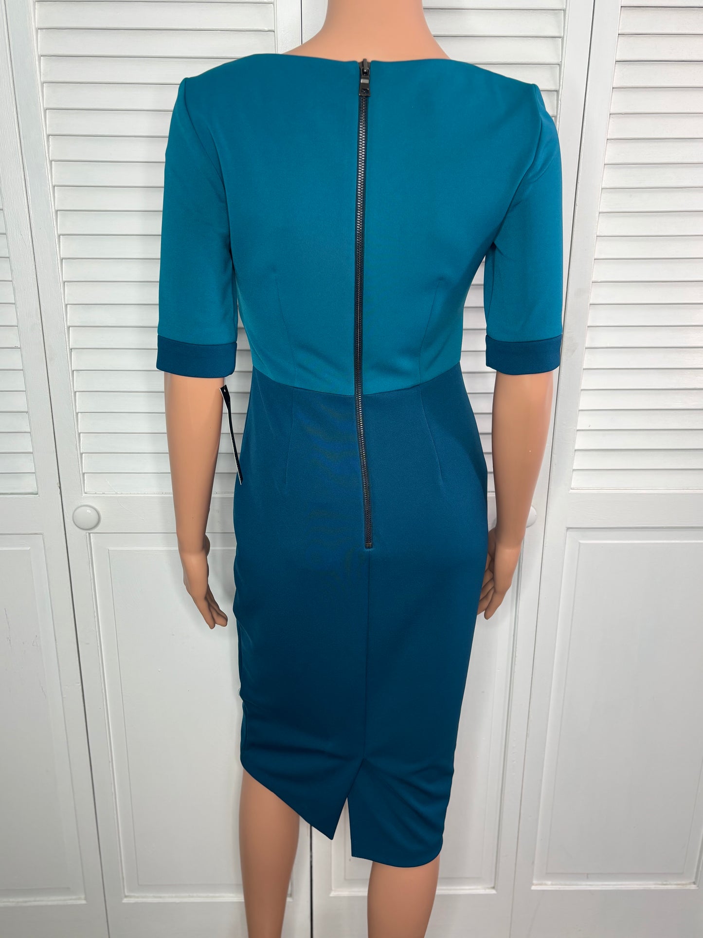 New MAGGY LONDON Blue Scuba Crepe Sheath Dress Size 0
