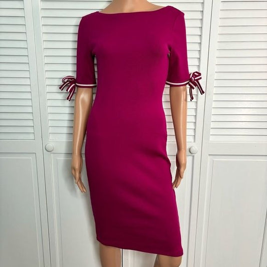 *NEW* LAUREN BY RALPH LAUREN Brandeis Pink Elbow Sleeve Dress Size XS