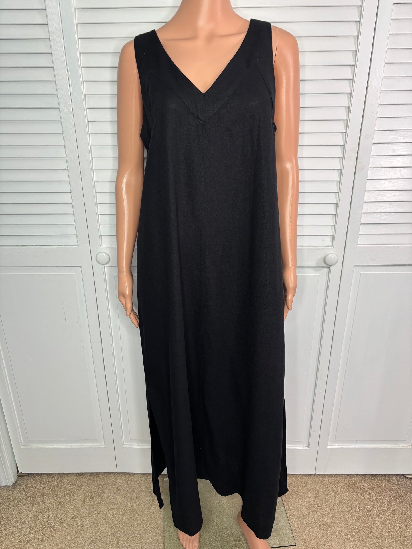 DKNY Linen-Blend V-Neck Maxi Tank Dress Size Medium