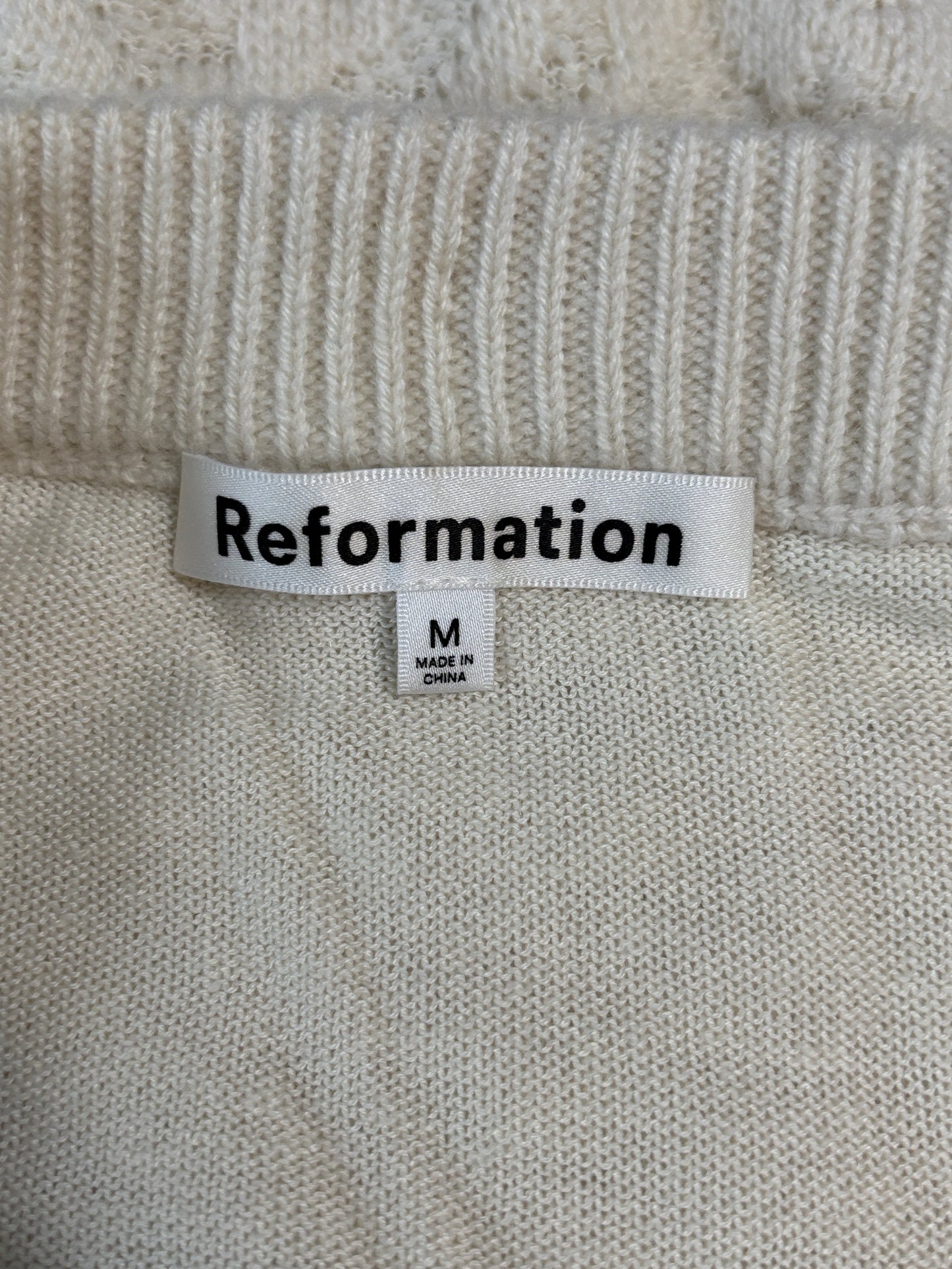 REFORMATION Cream Rose Patterned Cashmere & Linen Blend Skirt Size Medium