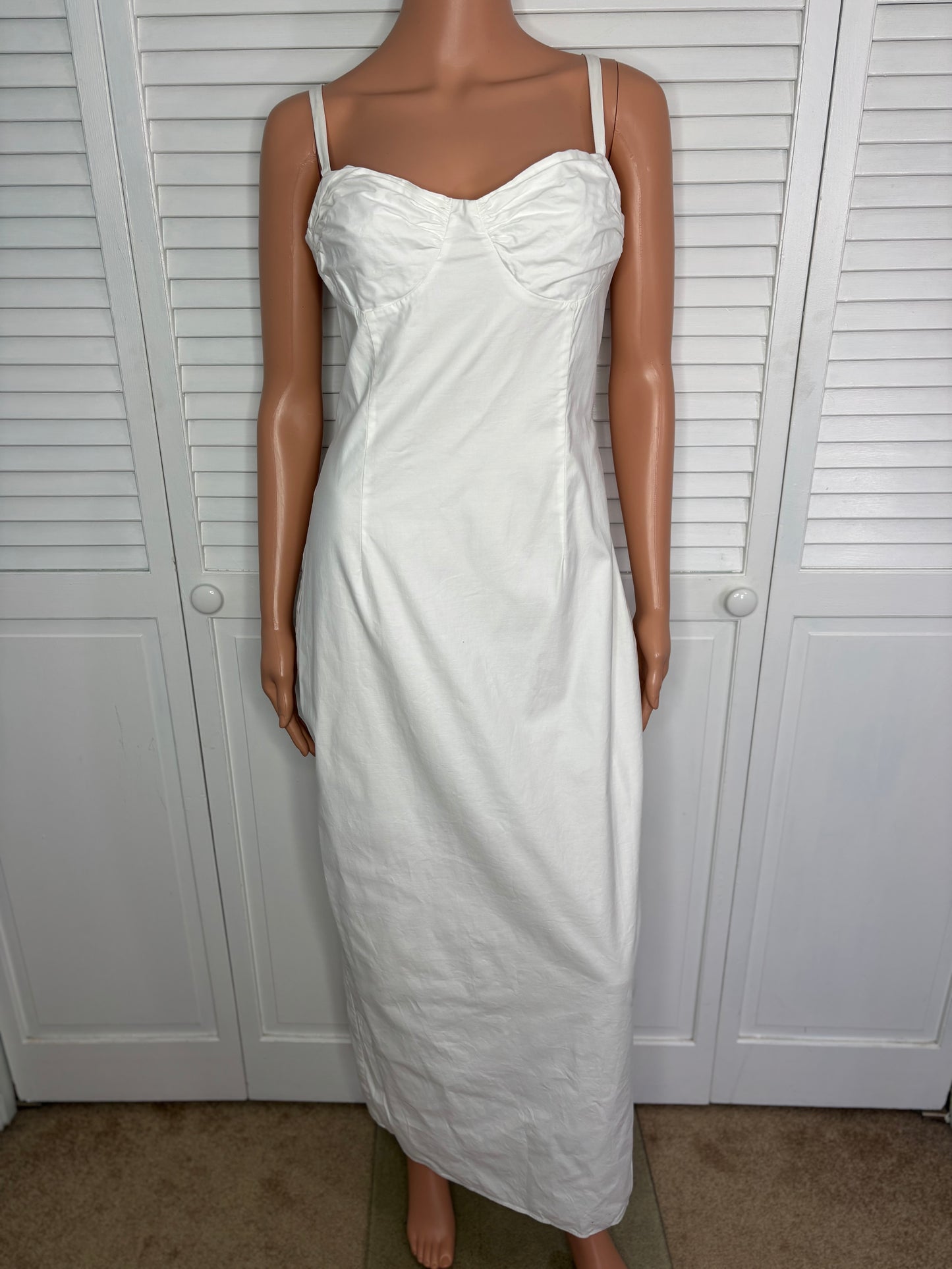 REFORMATION Stormi White Organic Cotton Midi Dress Size 10