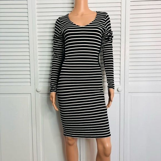 VELVET by Graham & Spencer Striped Long Sleeve Bodycon Dress Size Large