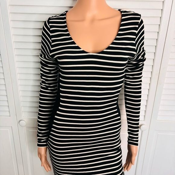 VELVET by Graham & Spencer Striped Long Sleeve Bodycon Dress Size Large