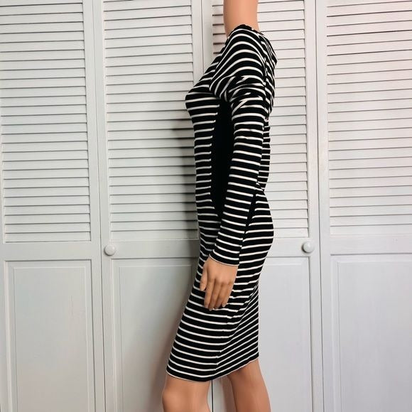 VELVET by Graham & Spencer Striped Long Sleeve Bodycon Dress Size Large