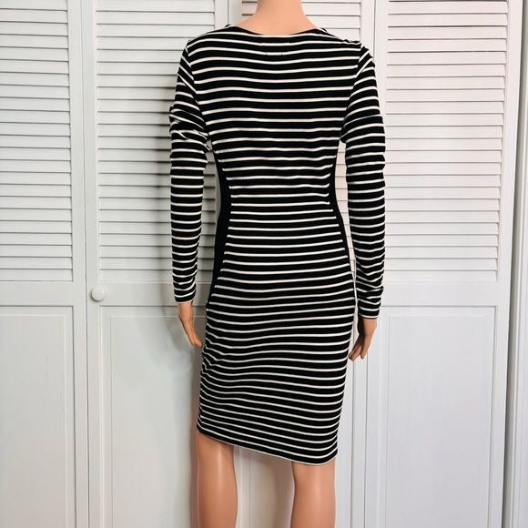 VELVET by Graham & Spencer Striped Long Sleeve Bodycon Dress Size Large