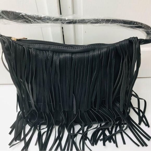 *NEW* MODERN LUXURI Black Fringe Handbag