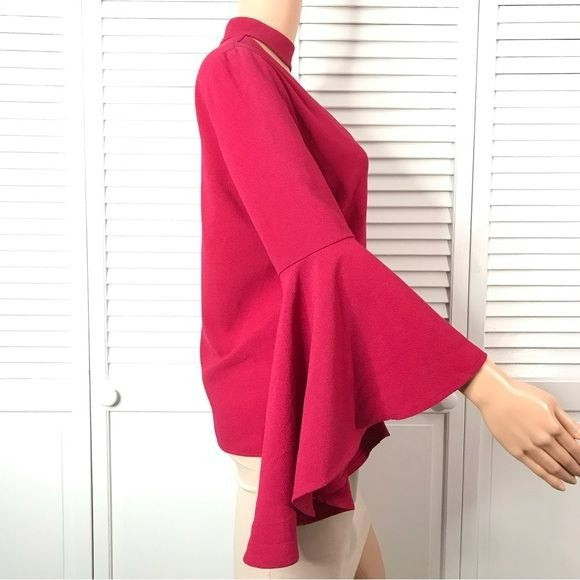 *NEW* WAYF Ryan Dark Pink Bell Sleeve Blouse Size S