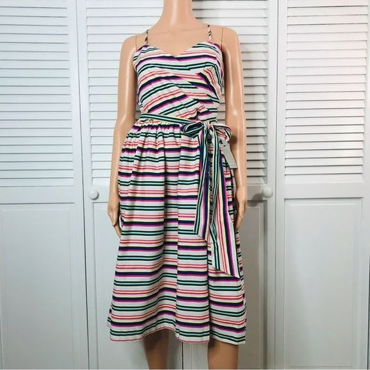 1901 Multicolor Stripe Strappy Cotton Dress Size 10 *NEW*