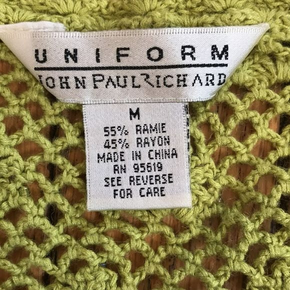 UNIFORM By John Paul Richard Green Crochet Shrug Size M