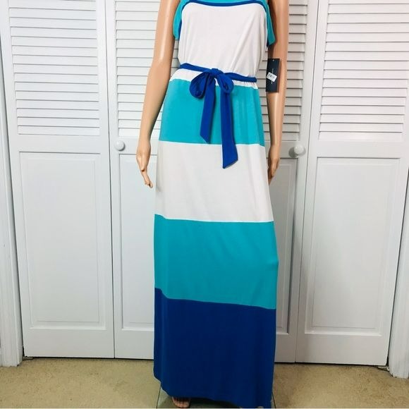 TOMMY HILFIGER Ceramic Multi Seasonal Belted Maxi Dress Size L *NEW*