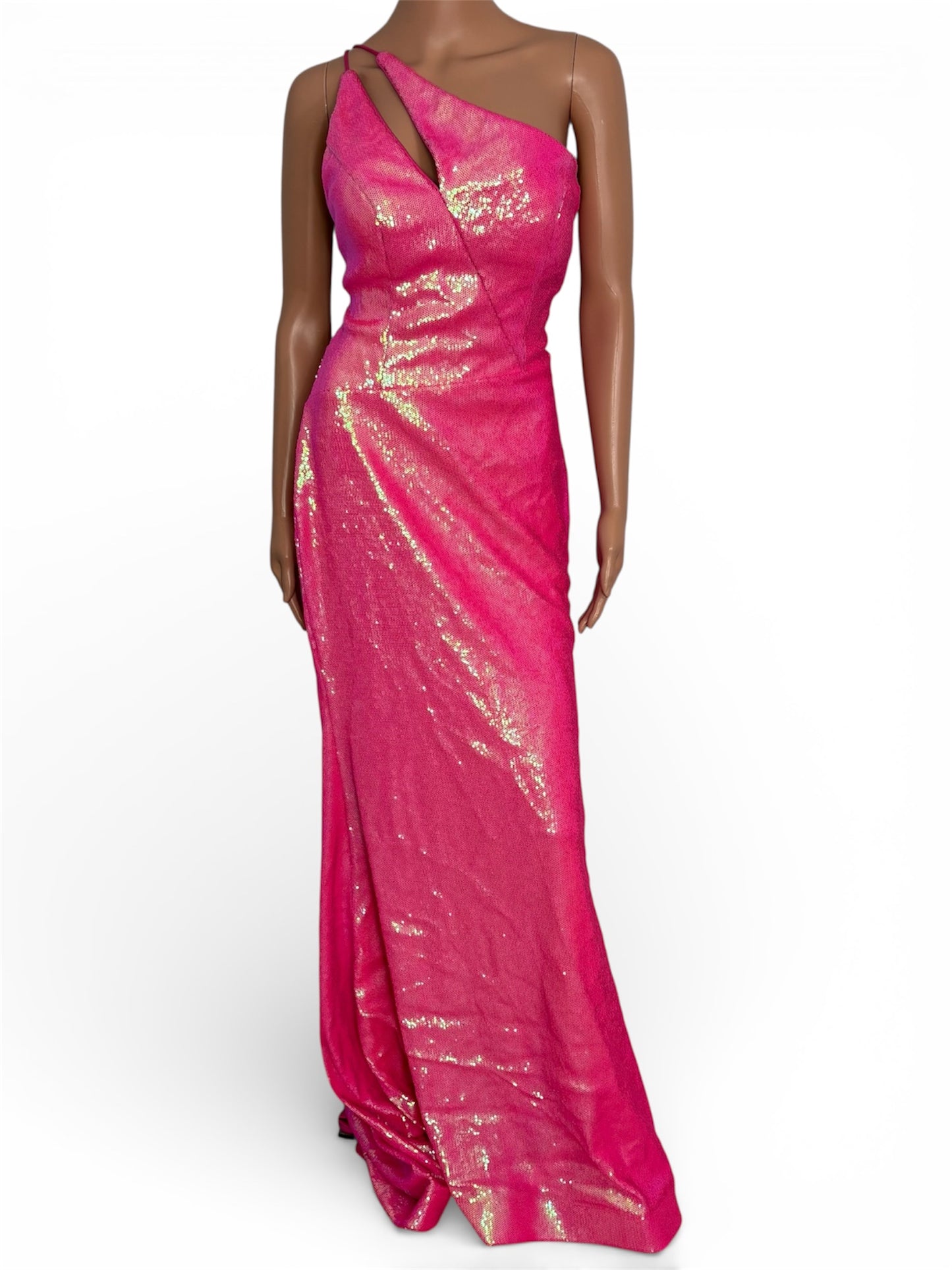 New TIFFANY DESIGNS Pink One-Shoulder Sequin Gown Size 6