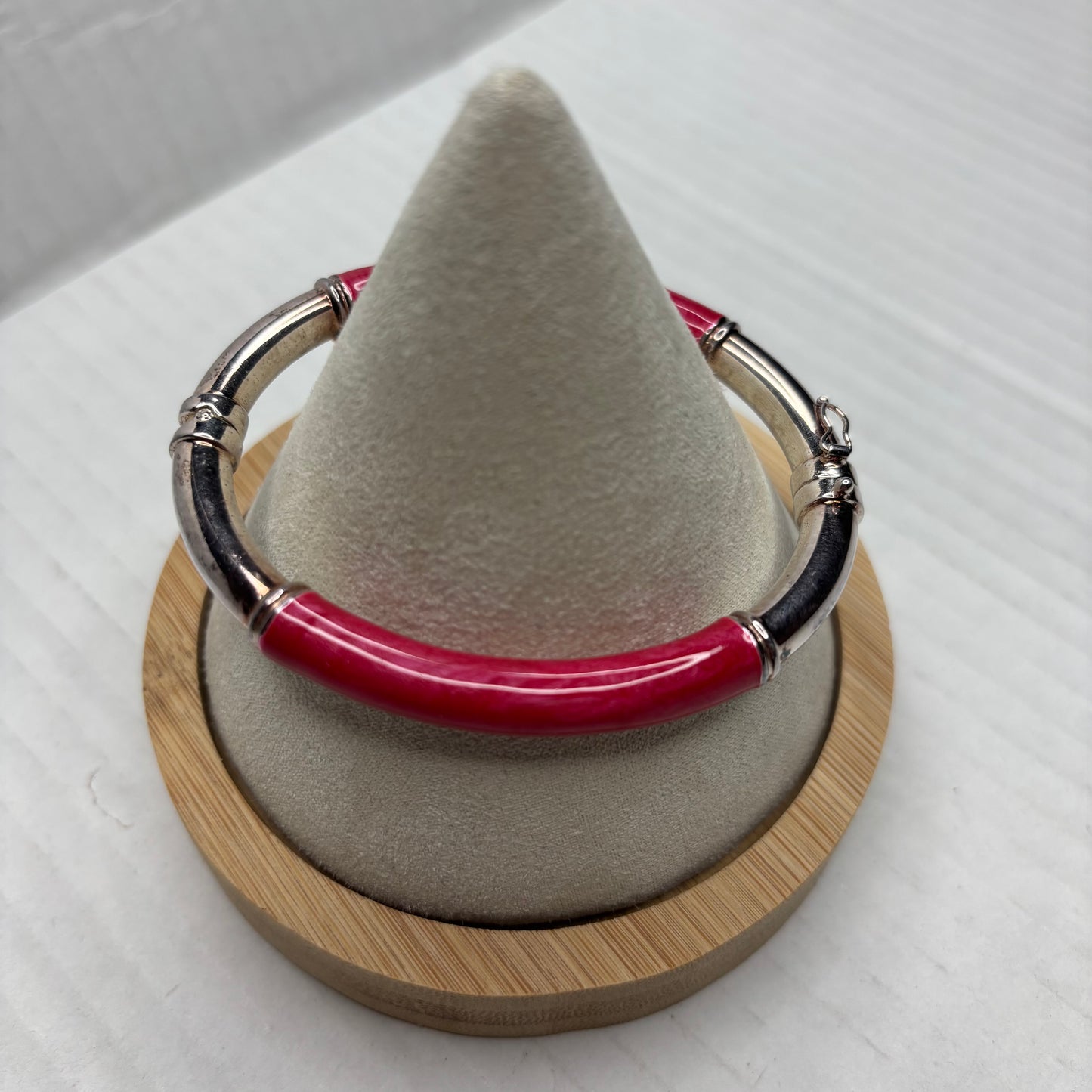 MILOR ITALY Sterling Silver & Pink Resin Bangle Bracelet