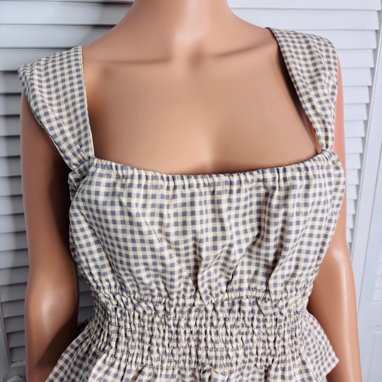 WEWOREWHAT Smocked Gingham Top Size XL