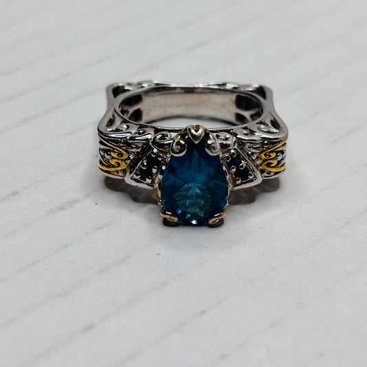 MICHAEL VALITUTTI Blue Topez Sterling Silver Ring Size 8