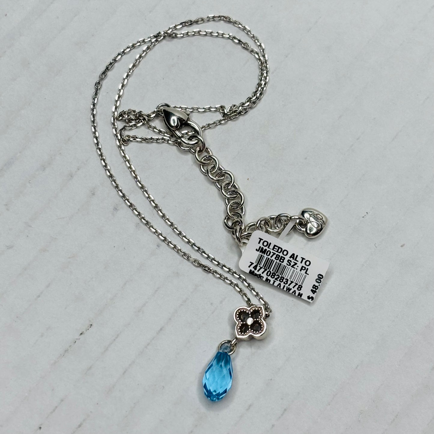 New BRIGHTON Toledo Alto Brio Aqua Blue Teardrop Clover Necklace