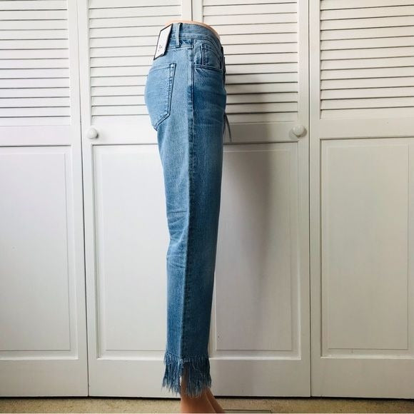 3x1 NYC Stella Straight Crop Fringe Blue Jeans Size 26 *NEW*