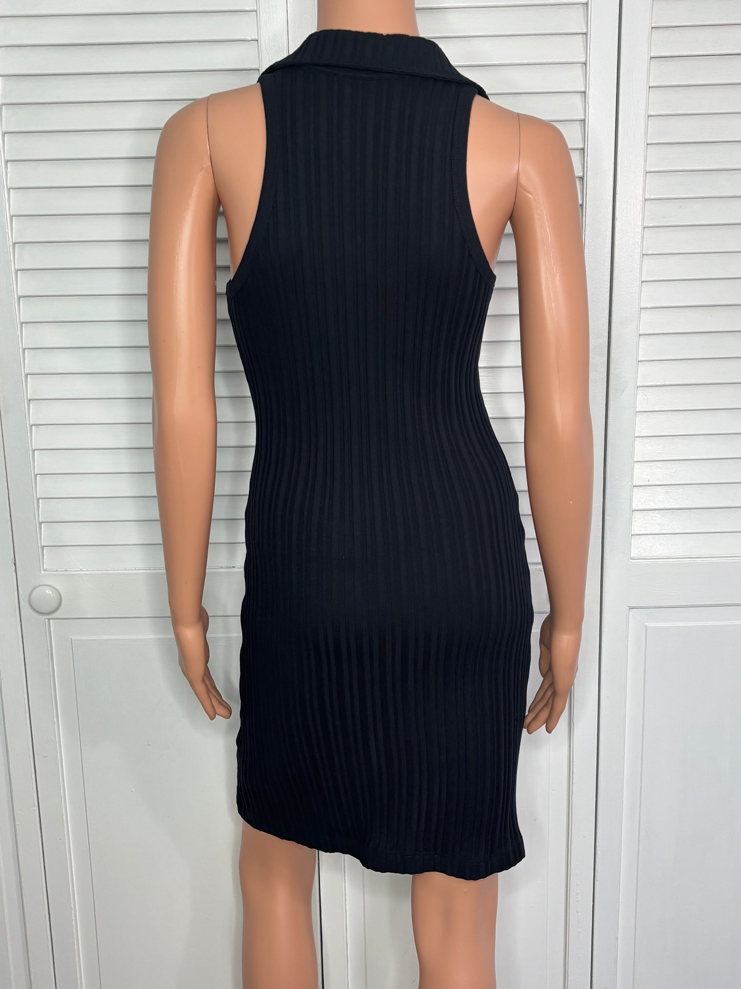 Helmut Lang Black Ribbed Polo Mini Dress Size Medium