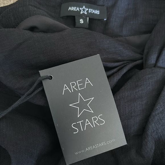 *NEW* AREA STARS Black Neela Draped Midi Skirt Size S