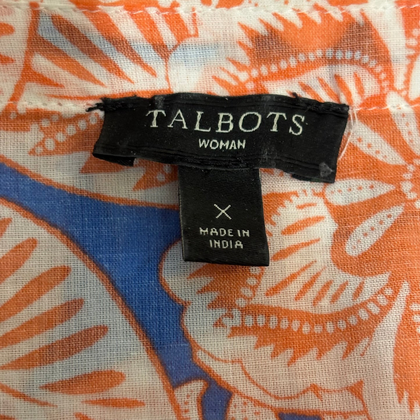TALBOTS Blue & Orange Floral Embroidered Sleeveless Top Size X