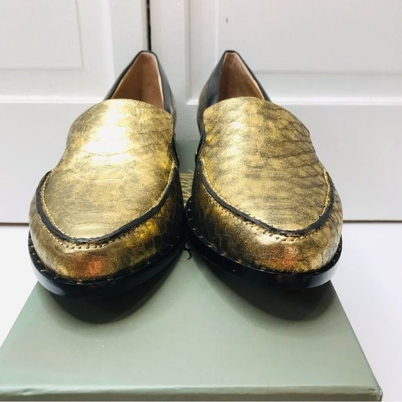 EIGHT FIFTEEN Patti Gold Leather Loafers Size 7.5 *NEW*