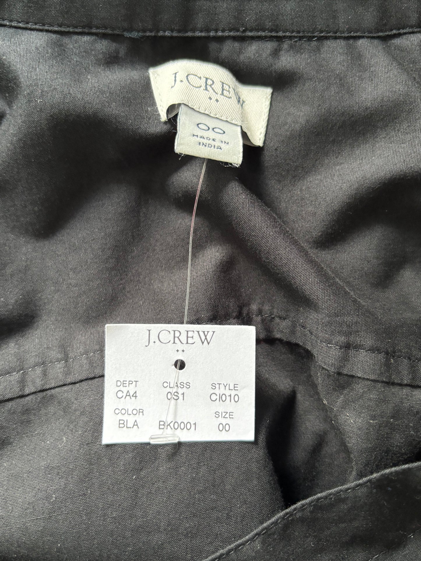 New J. CREW Factory Long-Sleeve Poplin Shirt-Dress in Black Size 00