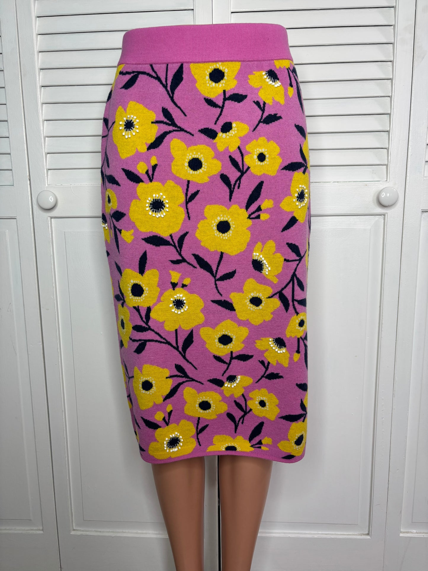 New KATE SPADE Sunshine Floral Embellished Pencil Skirt Size Small